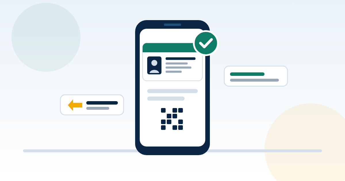 Phone screen showing a digital driving license card with a green check mark for the DLIMS e-License guide